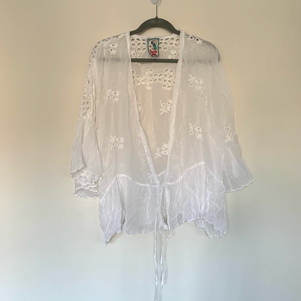 Johnny Was White Eyelet Top